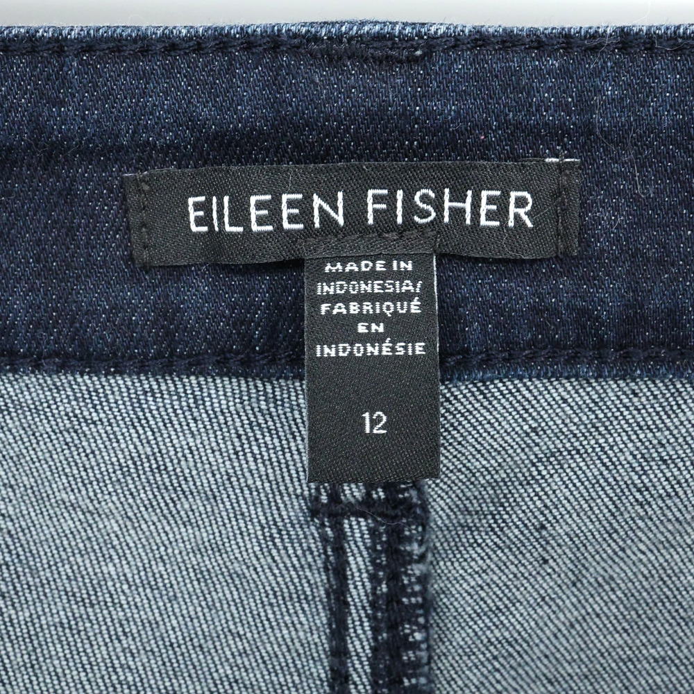 Eileen Fisher Jeans Womens 12 Blue Stretch Denim Straight Leg Preppy Academia - Picture 3 of 12